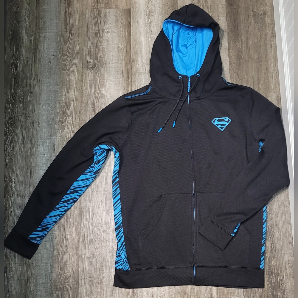 DC Comics Superman Logo Zip-Up Hoodie Jacket Size Large